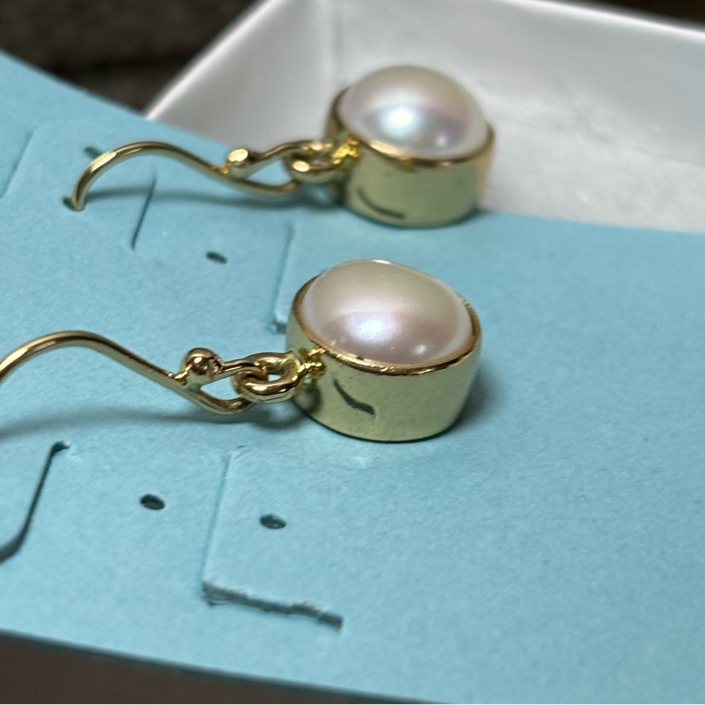 Charles Albert Women's Alchemia Pearl Drop Earrings, Handcrafted, 1.25", Hypoall - Picture 3 of 5